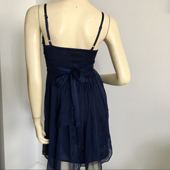 navy sweetheart neck flowy slip dress size small - Picture 5 of 6